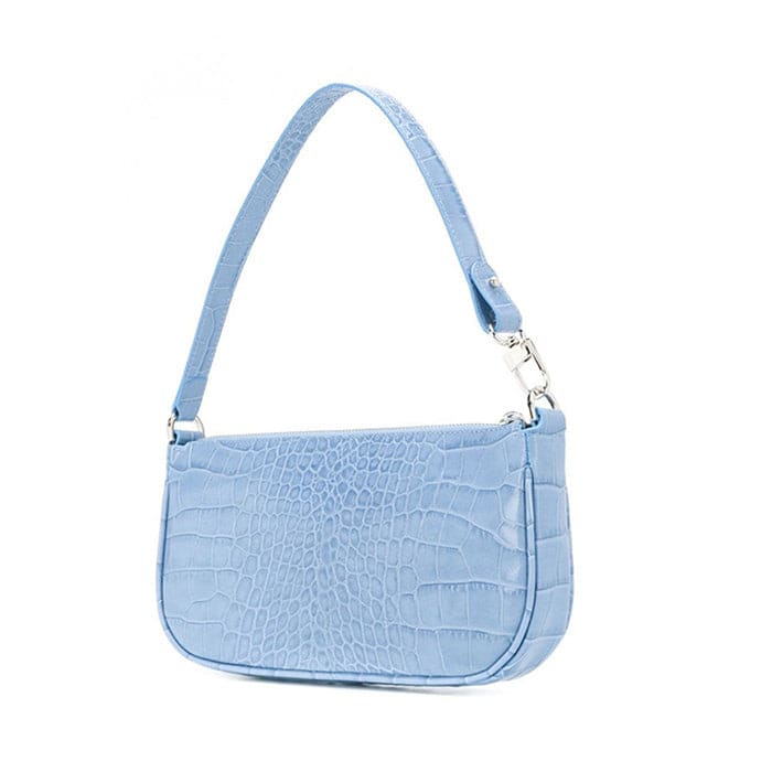 Blue Leather Baguette Bag - Standart / Blue - Handbags