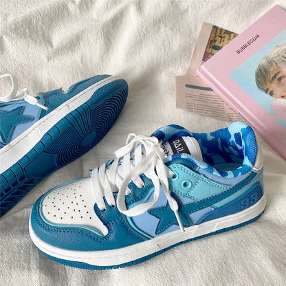 Blue Shooting Star Aesthetic Sneakers - Sneakers