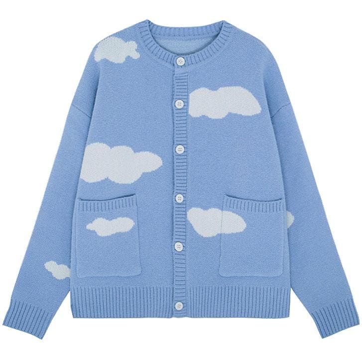 Blue Sky Cloud Cardigan - Free Size / Blue - Cardigan