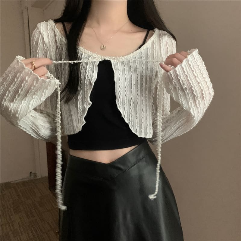 Boatneck Open Front Crop Cardigan