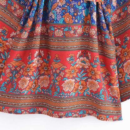 Boho Flower Print Belt Cardigan Outerwear