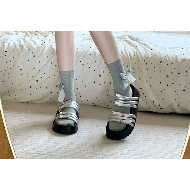 Bow Accent Plain Socks / Set