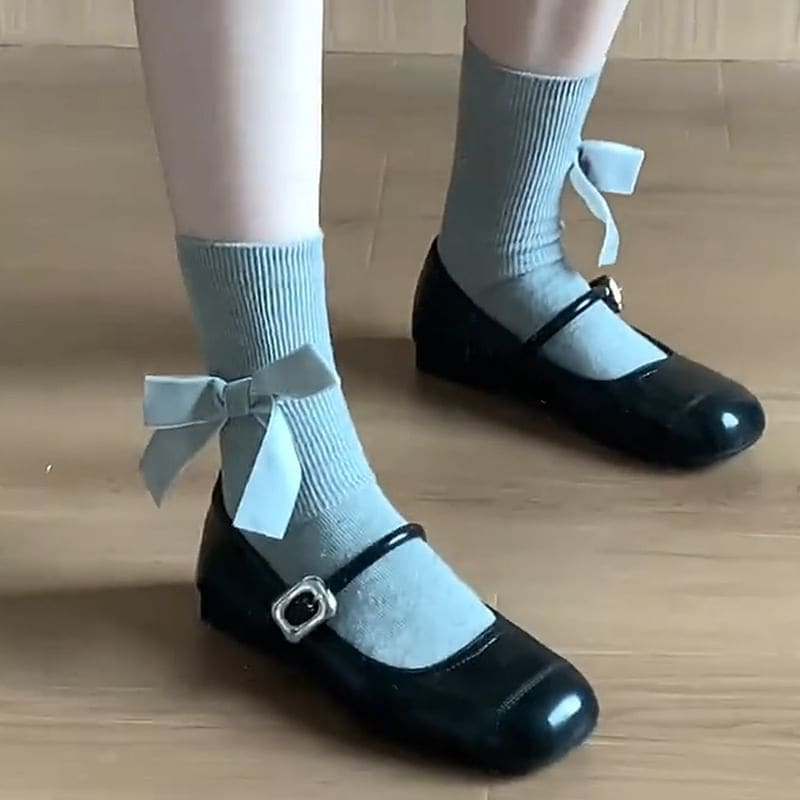 Bow Accent Plain Socks / Set