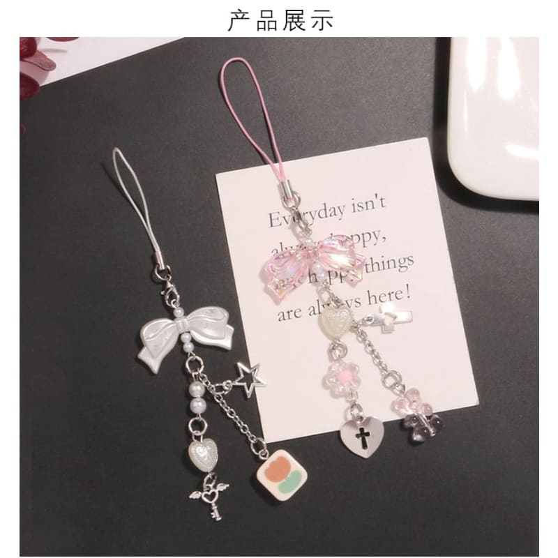 Bow Acrylic Alloy Phone Charm (Various Designs)