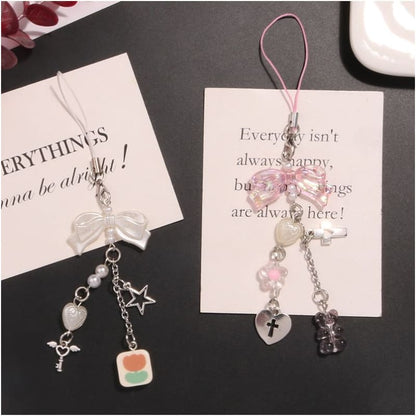 Bow Acrylic Alloy Phone Charm (Various Designs)