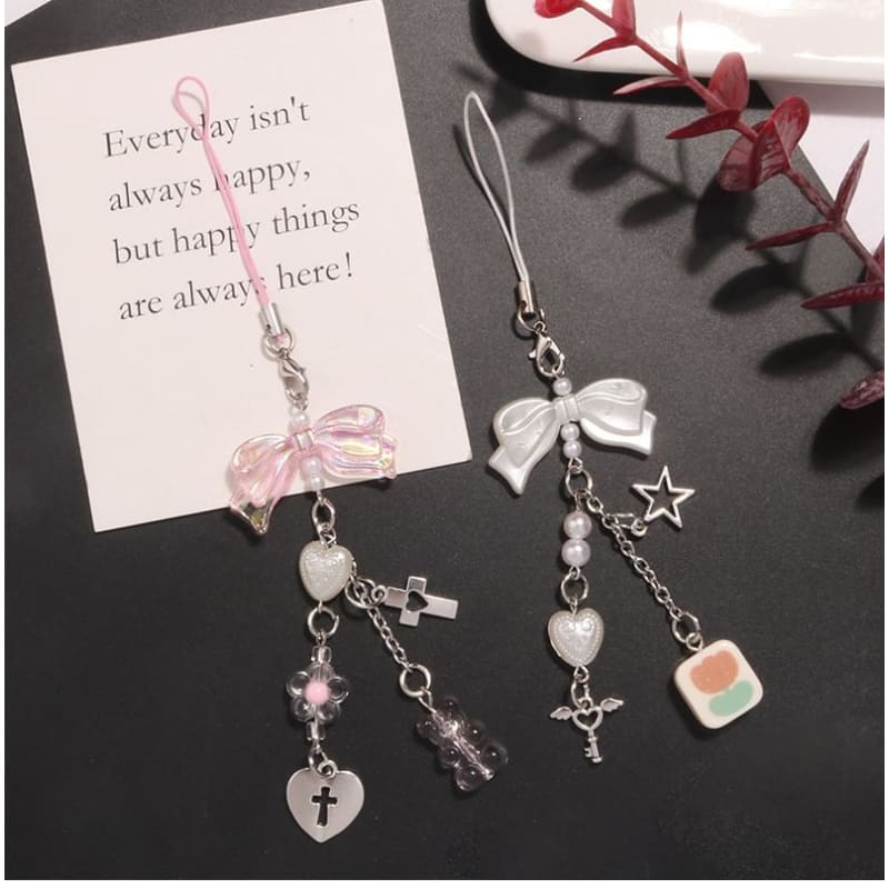 Bow Acrylic Alloy Phone Charm (Various Designs)