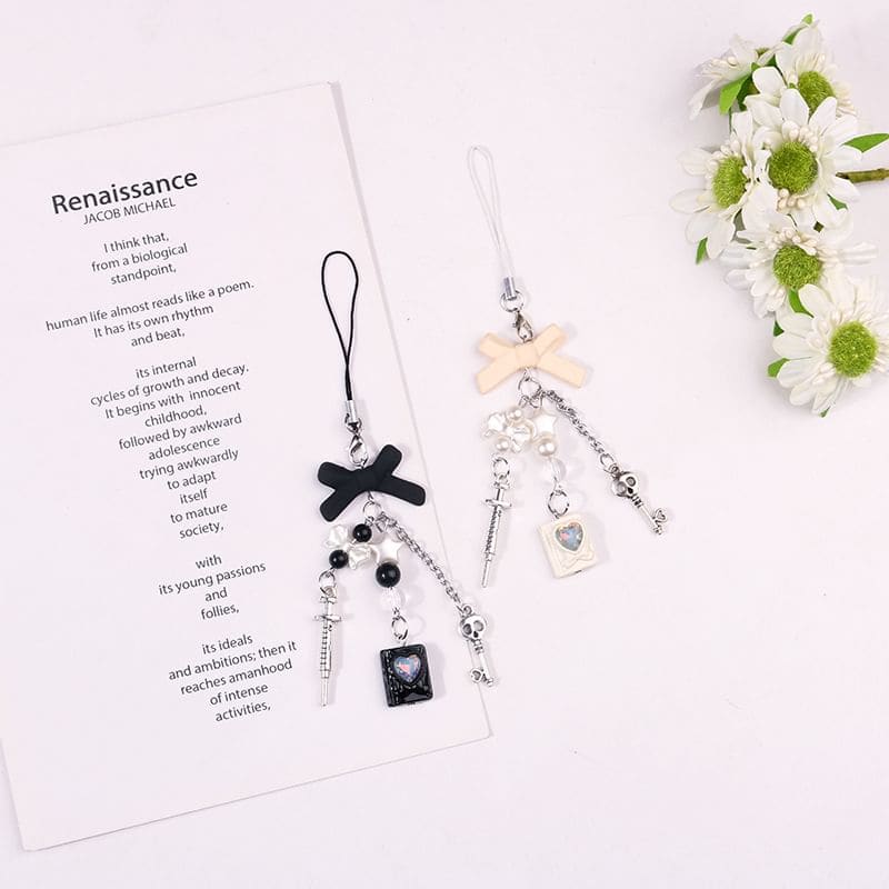 Bow Acrylic Phone Charm (Various Designs) - Q1571-2 - Khaki