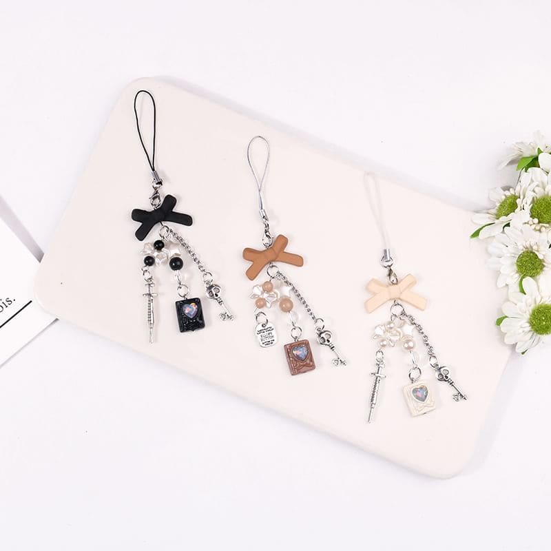 Bow Acrylic Phone Charm (Various Designs) - Q1571-2 - Khaki