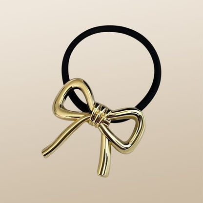 Bow Alloy Hair Tie - Gold / One Size