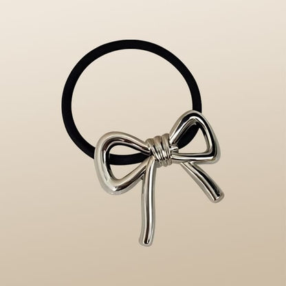 Bow Alloy Hair Tie - Silver / One Size