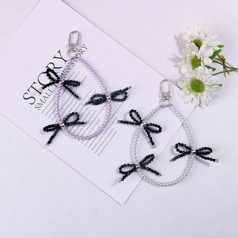 Bow Bead Bag Charm Keyring