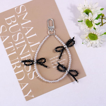 Bow Bead Bag Charm Keyring