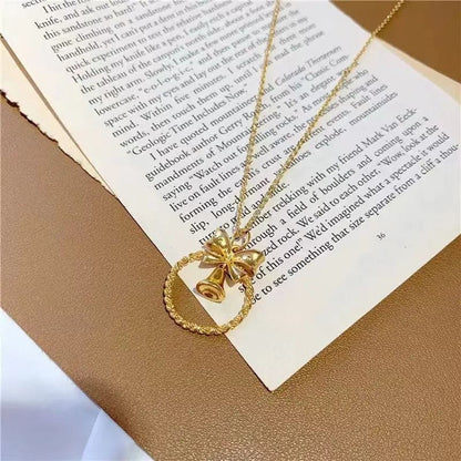 Kawaii Aesthetic Y2K Cute Fairy Bow Bell Necklace MK Kawaii Store