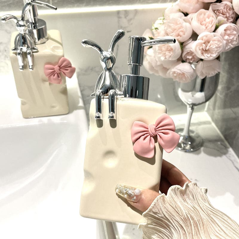 Bow Bunny Bottle Soap Dispenser Accessory