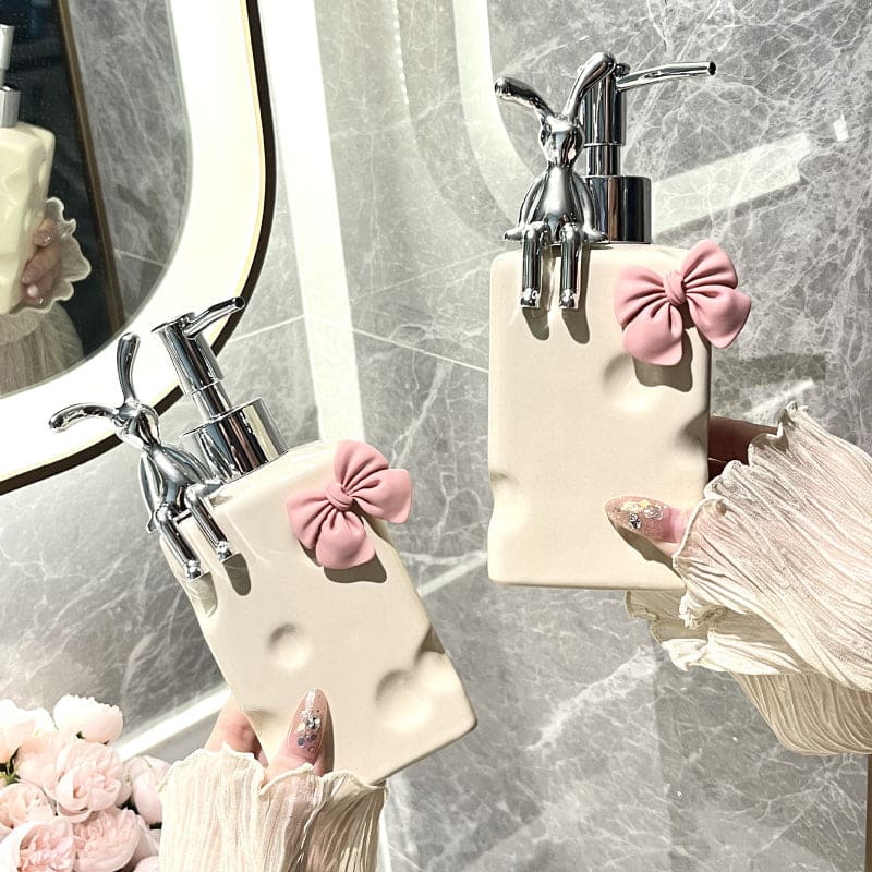 Bow Bunny Bottle Soap Dispenser Accessory