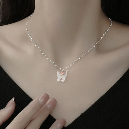 Bow Cat Pendant Necklace - Lovesickdoe