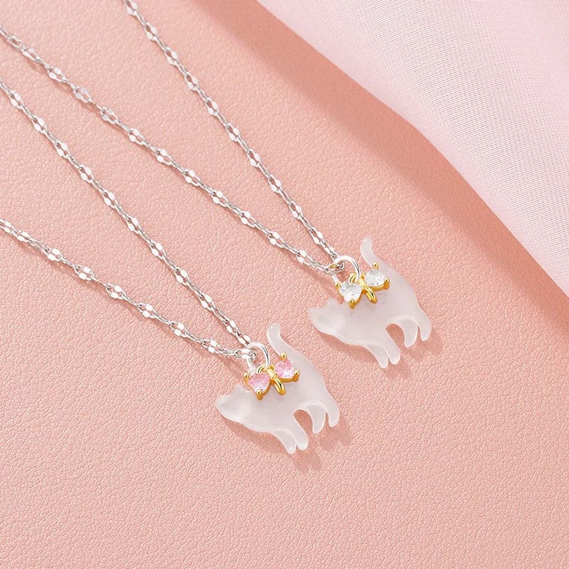 Bow Cat Pendant Necklace - Lovesickdoe