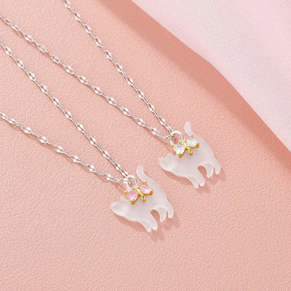 Bow Cat Pendant Necklace - Lovesickdoe