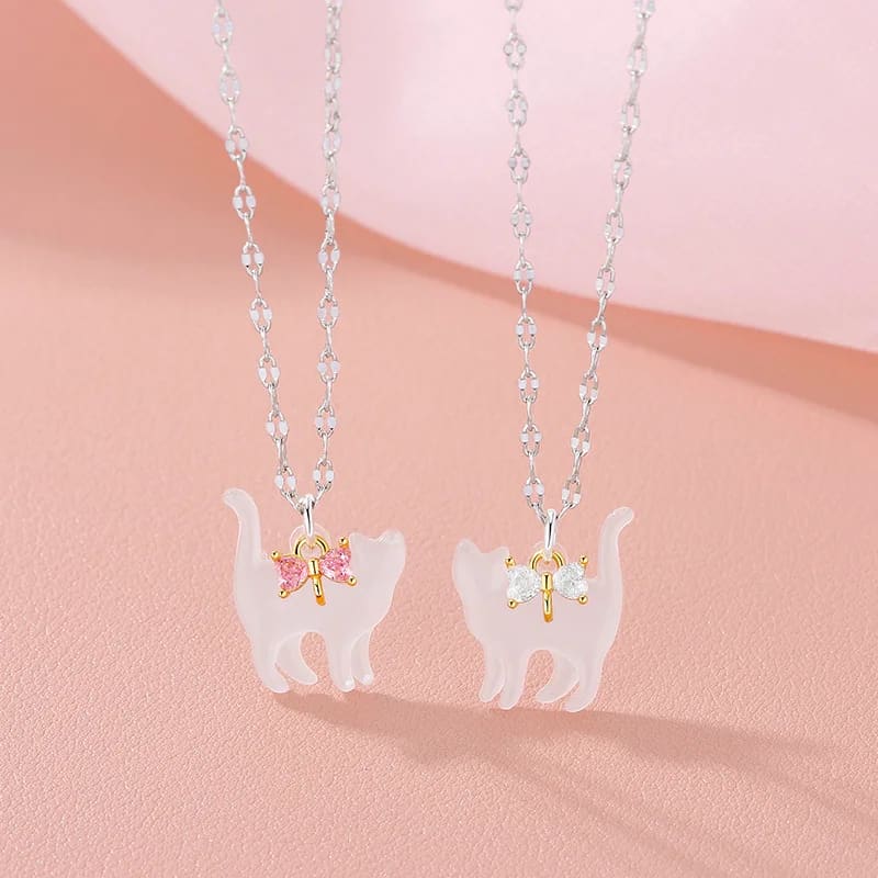 Bow Cat Pendant Necklace - Lovesickdoe
