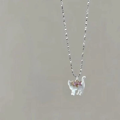 Bow Cat Pendant Necklace - Lovesickdoe