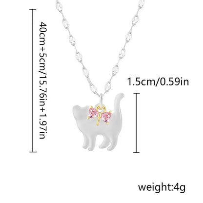 Bow Cat Pendant Necklace - Lovesickdoe