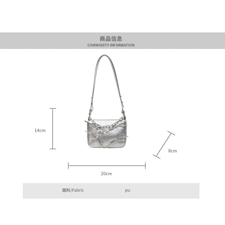 Bow Chain Detail Faux Leather Crossbody Bag