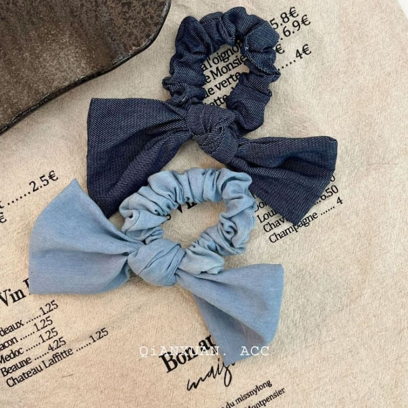 Bow Denim Scrunchie