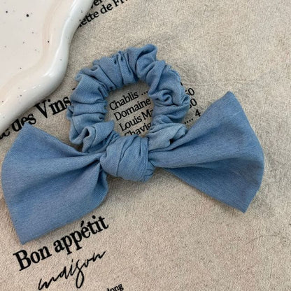 Bow Denim Scrunchie - Light Blue / One Size