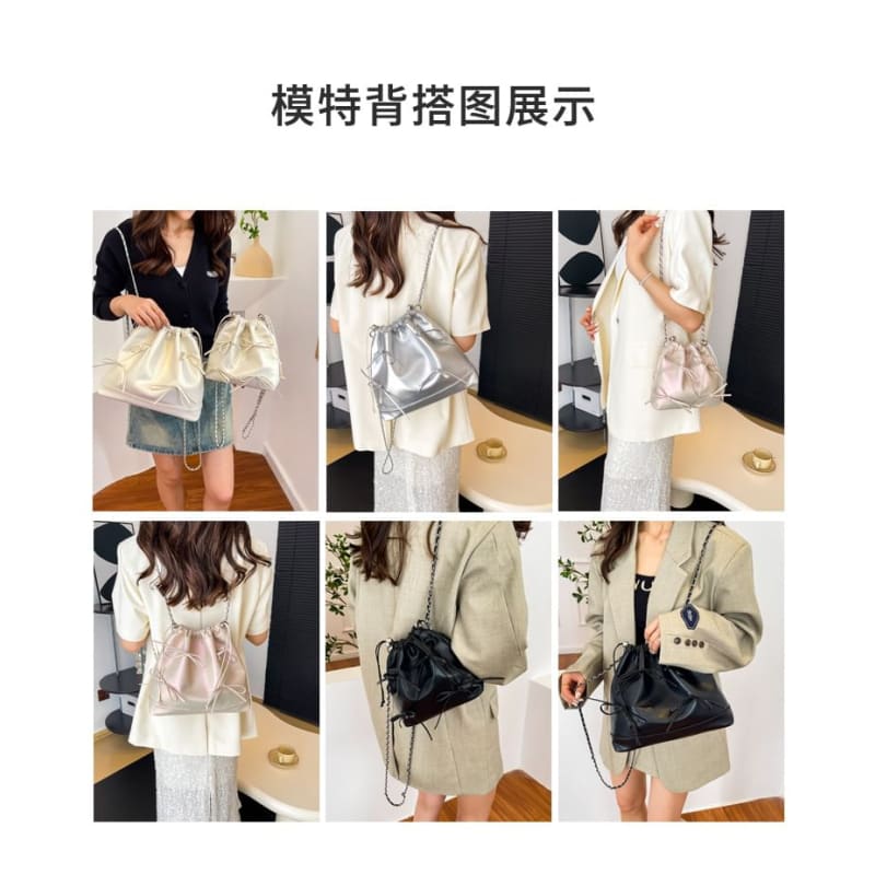 Bow Drawstring Chain Backpack