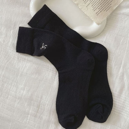 Bow Embroidered Socks Set