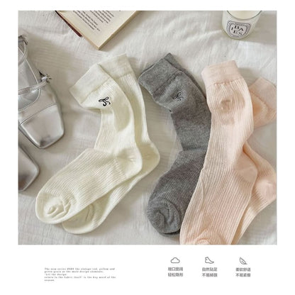 Bow Embroidered Socks Set