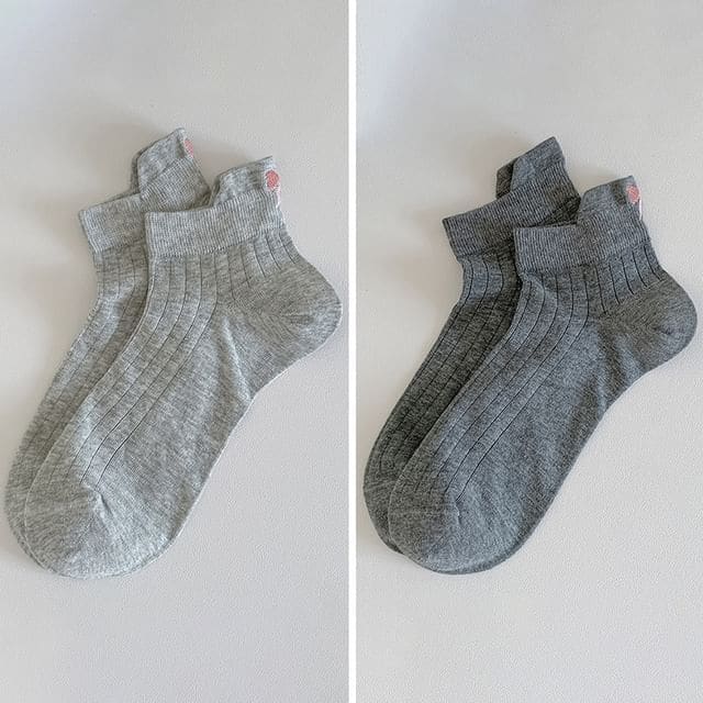 Bow Embroidery Socks Set - 2 Pairs - Combination 5 - Light