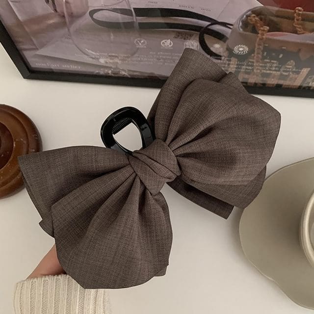 Bow Fabric Hair Claw - 01 - Coffee / One Size