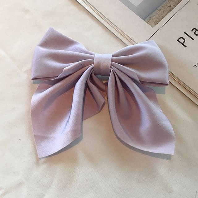 Bow Fabric Hair Clip - 2 - Light Purple / One Size