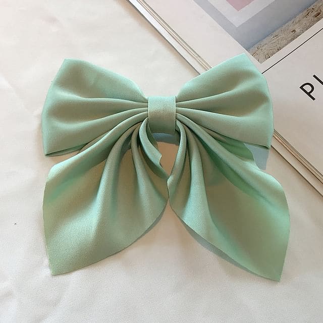 Bow Fabric Hair Clip - 3 - Green / One Size