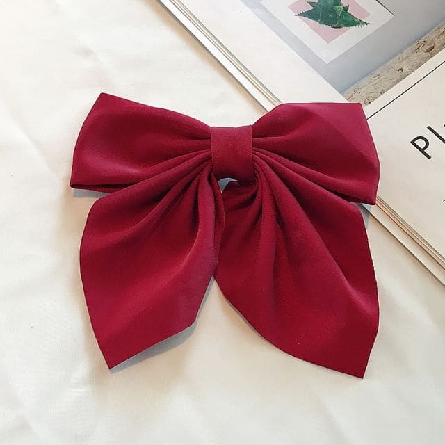 Bow Fabric Hair Clip - 4 - Wine Red / One Size