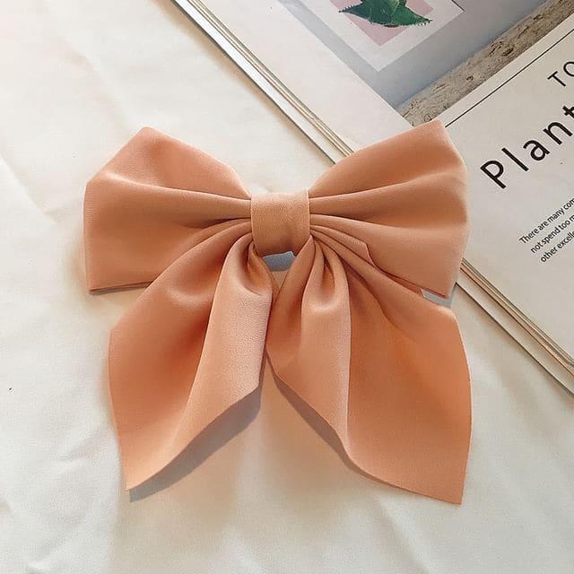 Bow Fabric Hair Clip - 6 - Tangerine / One Size