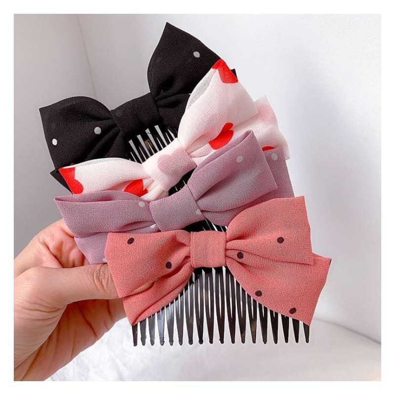 Bow Fabric Hair Comb