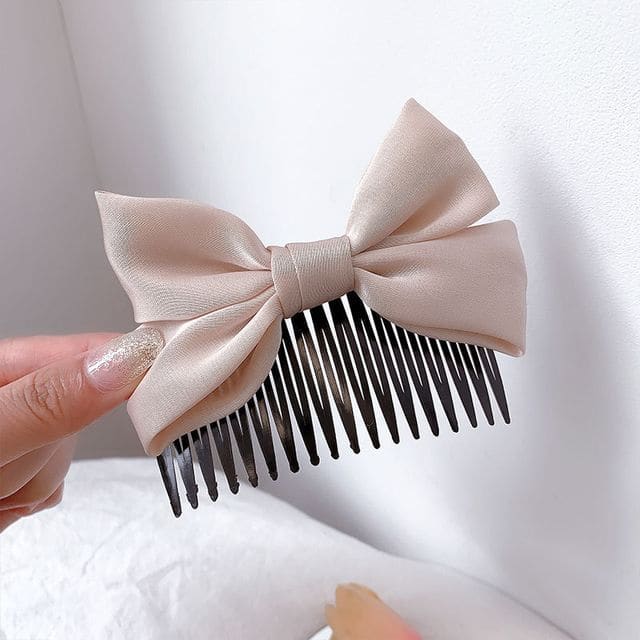 Bow Fabric Hair Comb - G0917 - Khaki / One Size