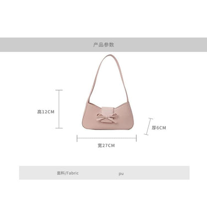 Bow Faux Leather Shoulder Bag