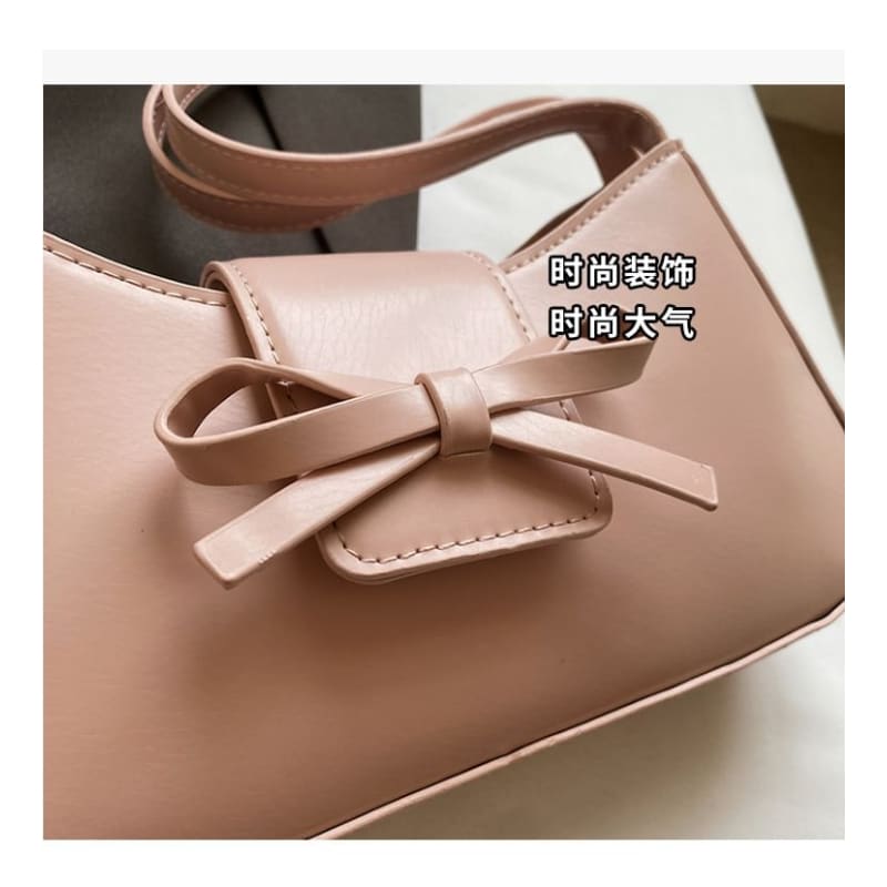 Bow Faux Leather Shoulder Bag