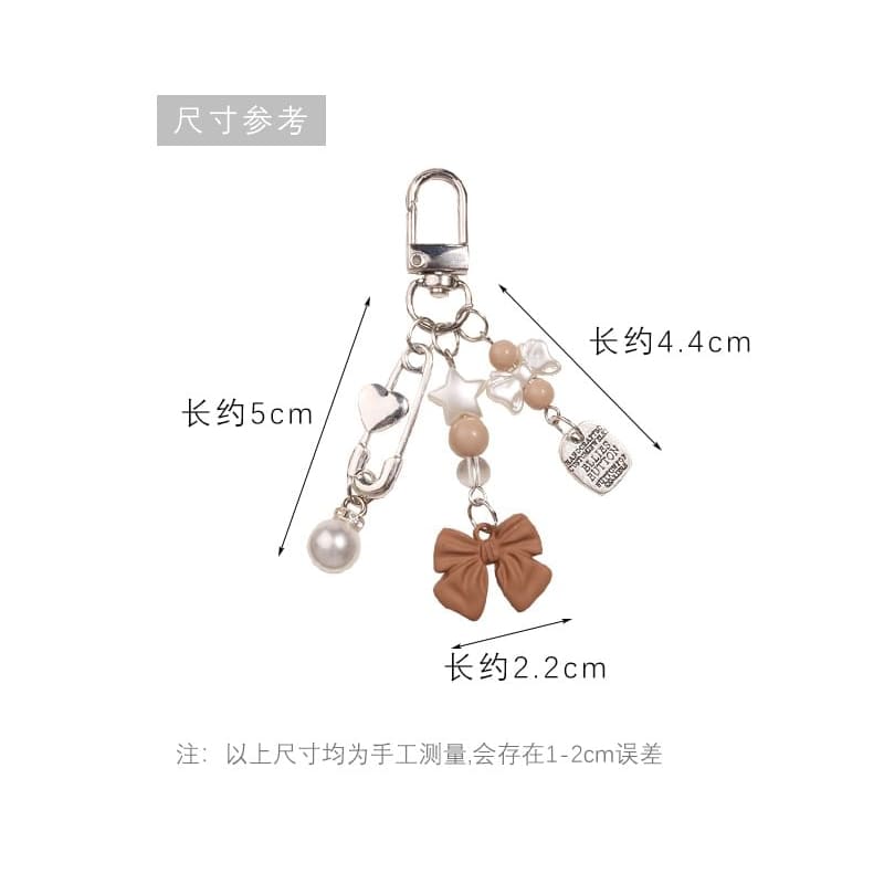 Bow Faux Pearl Acrylic Alloy Bag Charm Keyring (Various