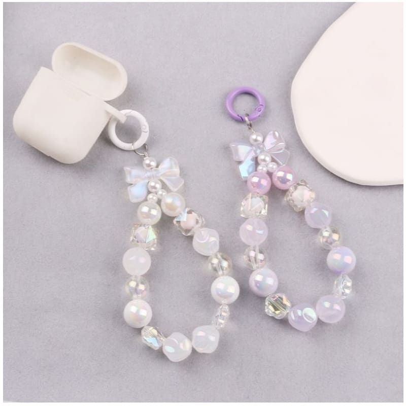 Bow Faux Pearl Bag Charm Keyring