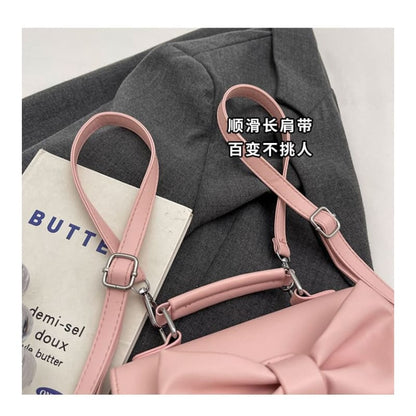 Bow Flap Faux Leather Flap Backpack