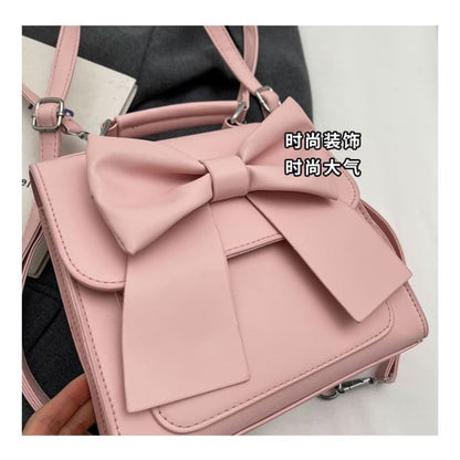 Bow Flap Faux Leather Flap Backpack