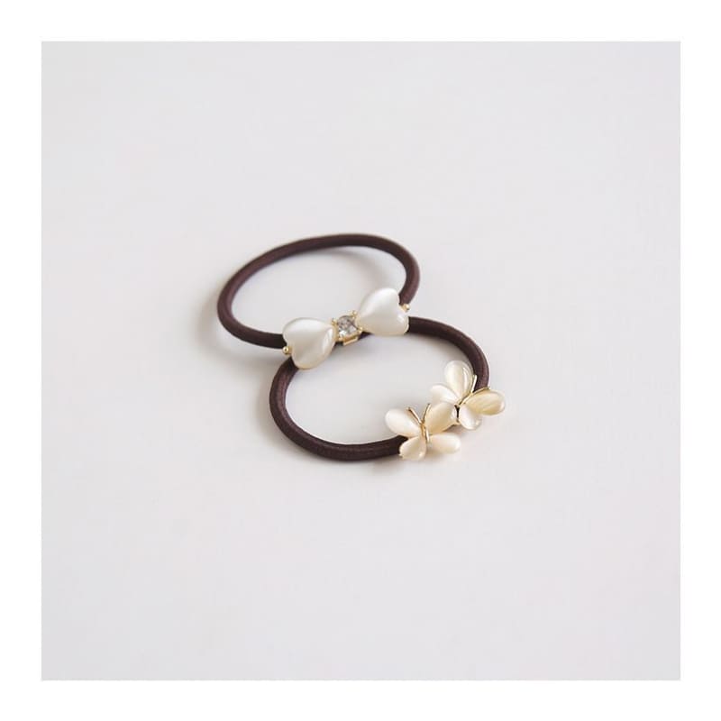 Bow / Flower Faux Cat Eye Stone Hair Tie