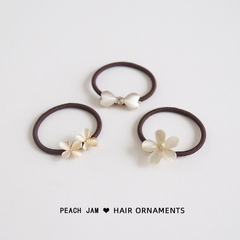 Bow / Flower Faux Cat Eye Stone Hair Tie