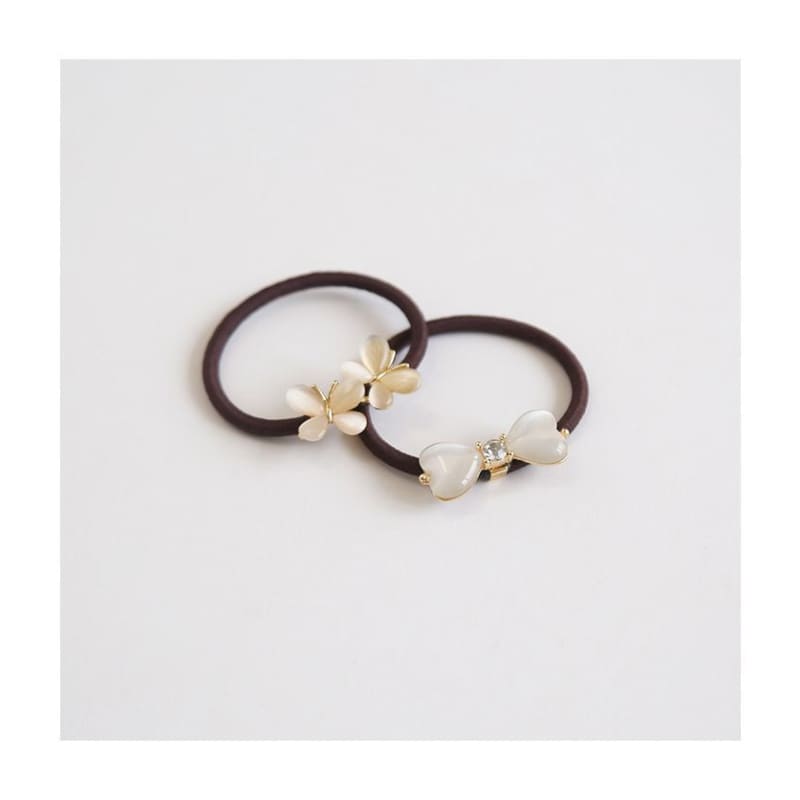 Bow / Flower Faux Cat Eye Stone Hair Tie