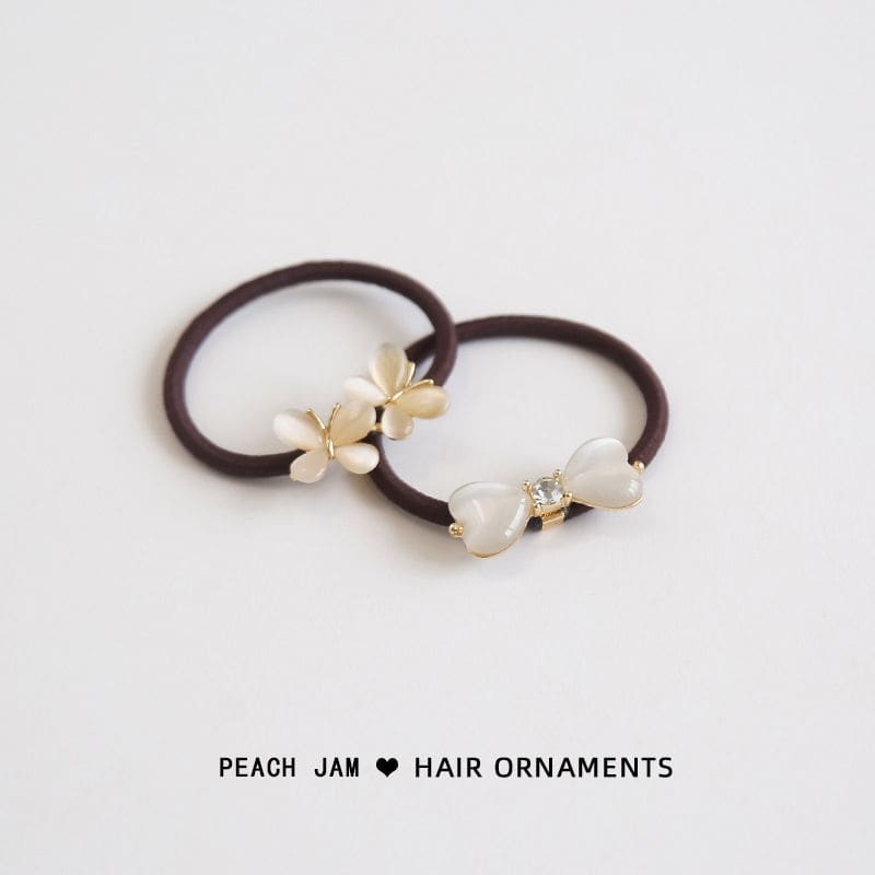 Bow / Flower Faux Cat Eye Stone Hair Tie