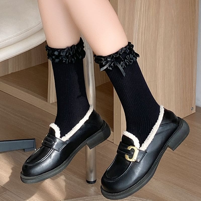 Bow Frill Trim Socks